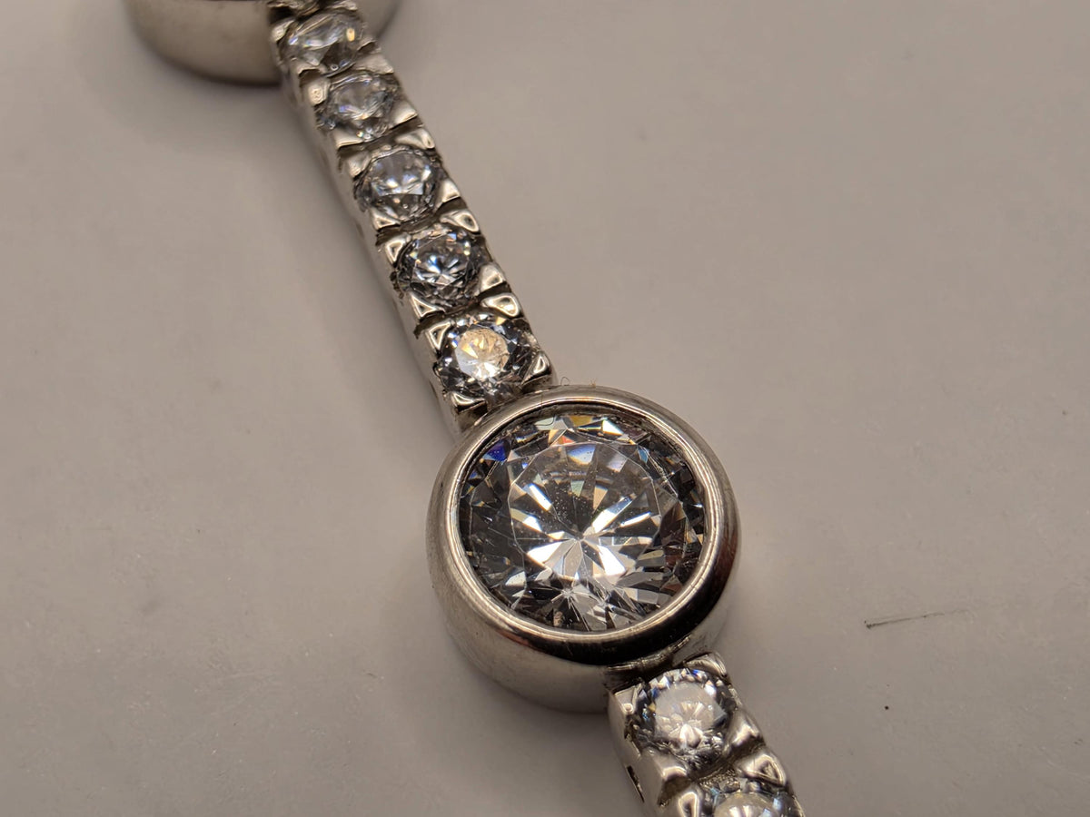 Sterling Silver Blue Evil Eye Bracelet | Clear CZ Tennis Link, 7.5 Inch