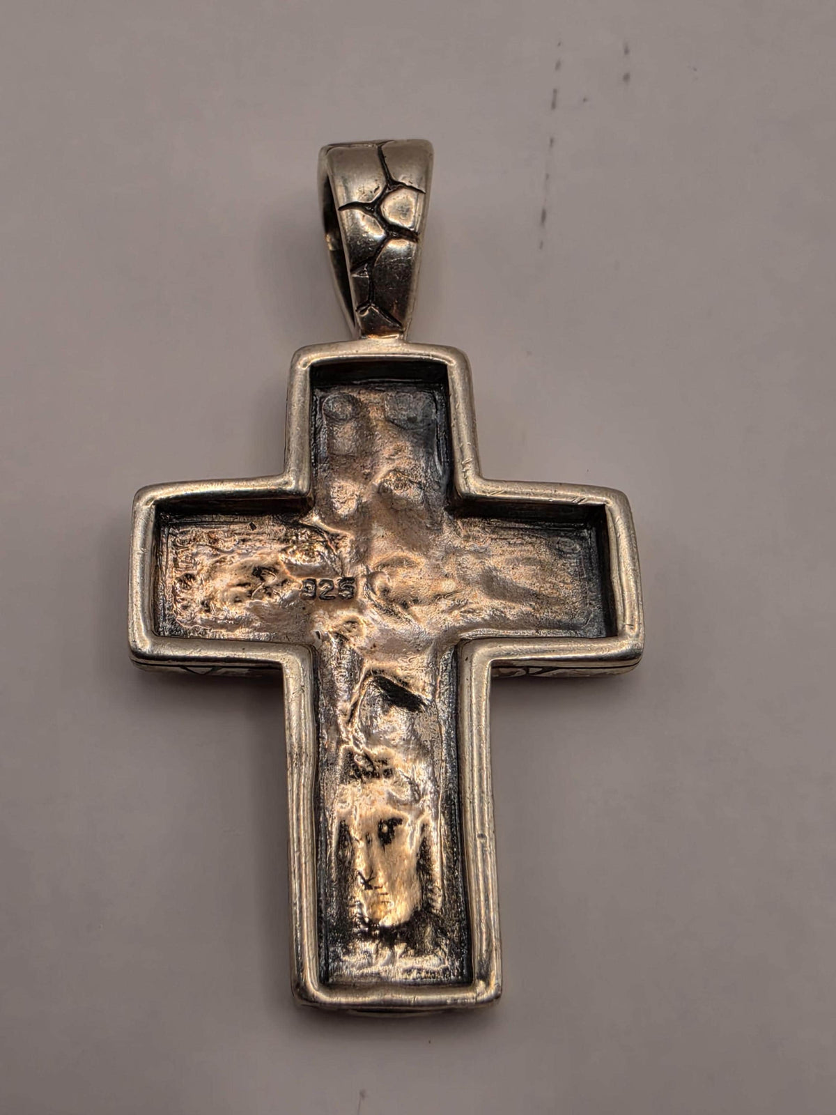 Sterling Silver Ornate Scroll Cross Pendant | Oxidized Floral Design