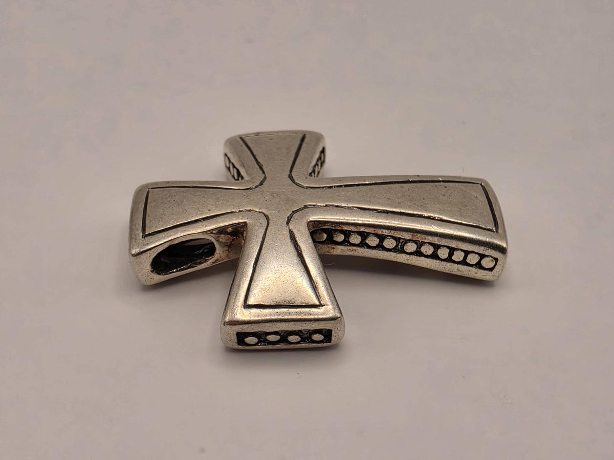 Sterling Silver Polished Latin Cross Pendant | Beveled Plain Design