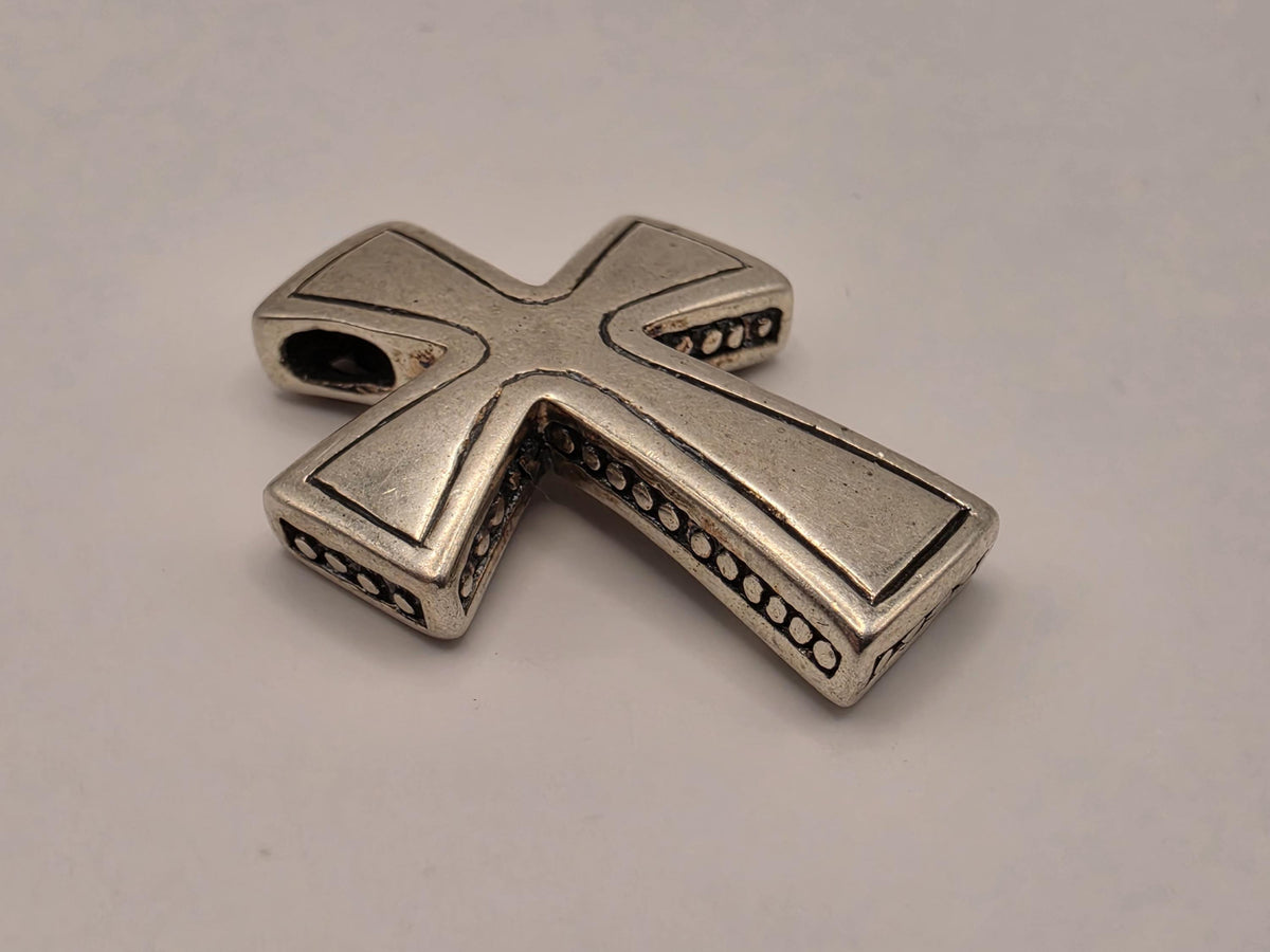 Sterling Silver Polished Latin Cross Pendant | Beveled Plain Design