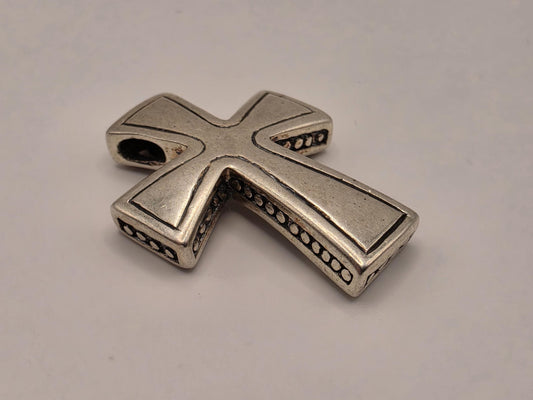 Sterling Silver Polished Latin Cross Pendant | Beveled Plain Design