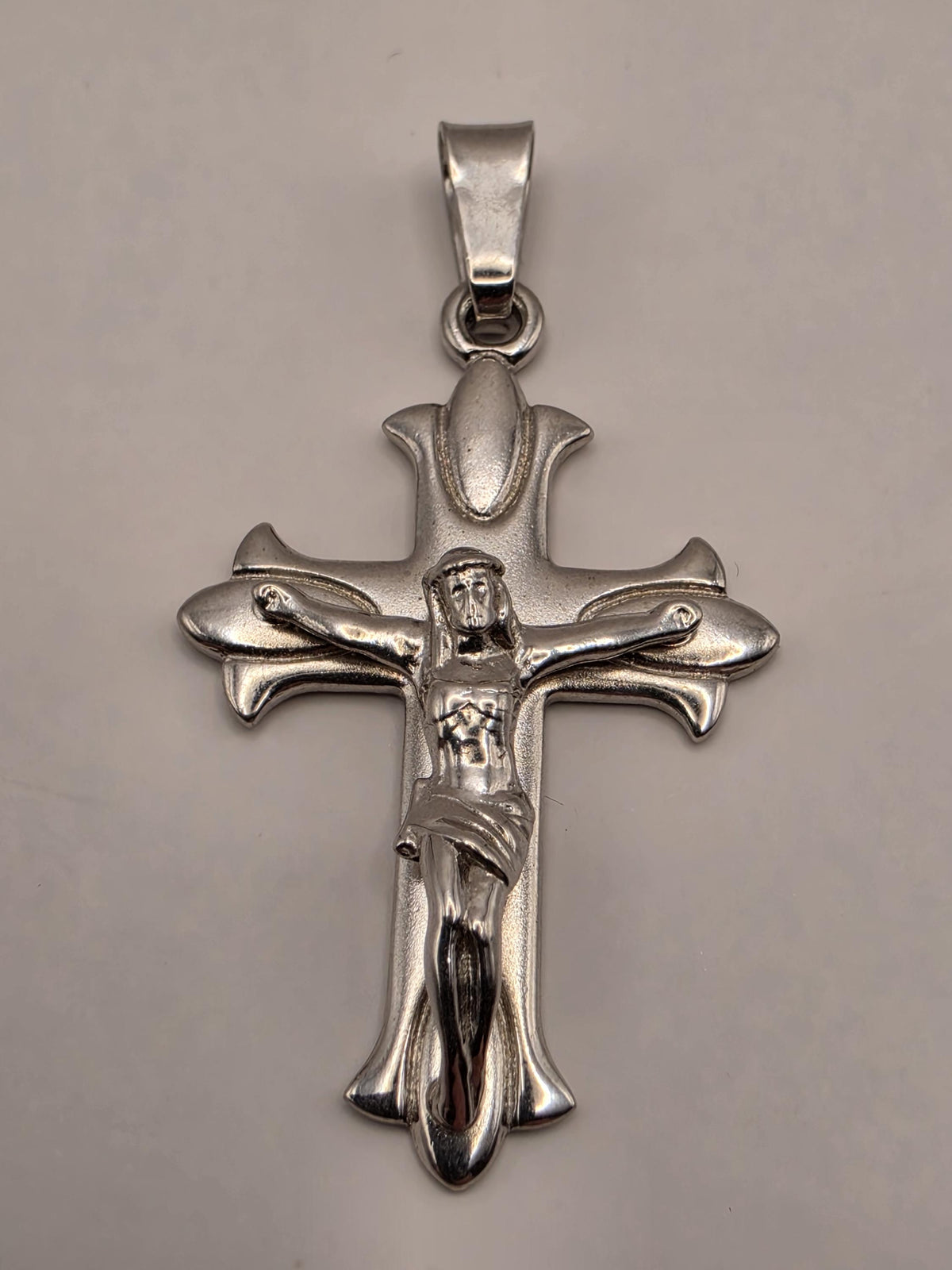 Sterling Silver Crucifix Pendant | Detailed Jesus Cross, 1.5 Inch