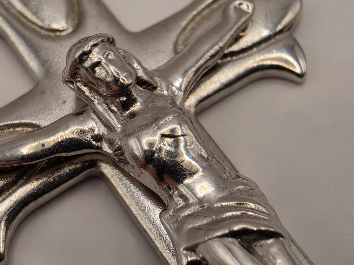 Sterling Silver Crucifix Pendant | Detailed Jesus Cross, 1.5 Inch