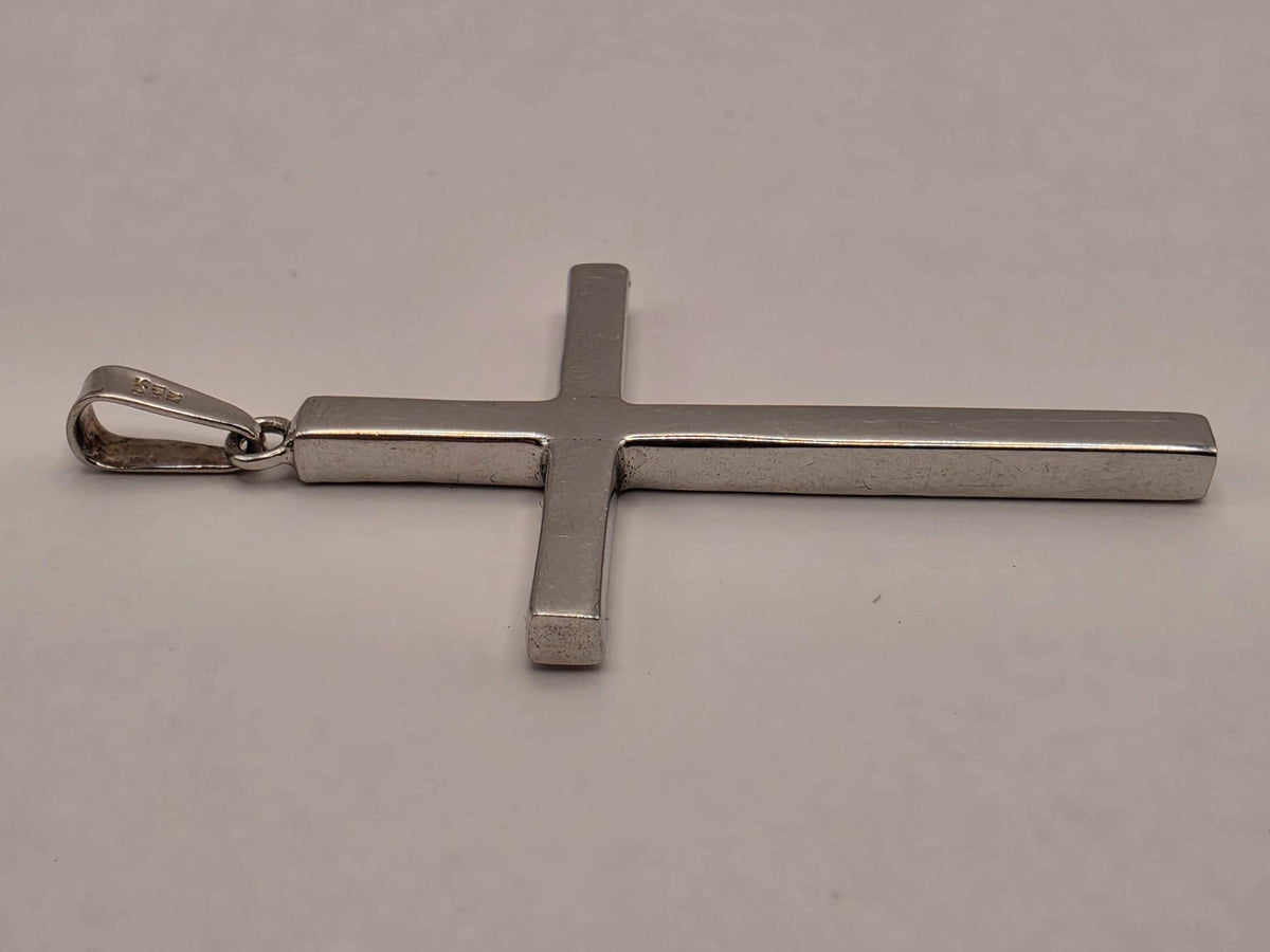 Sterling Silver Slim Latin Cross Pendant | Polished Minimalist Design