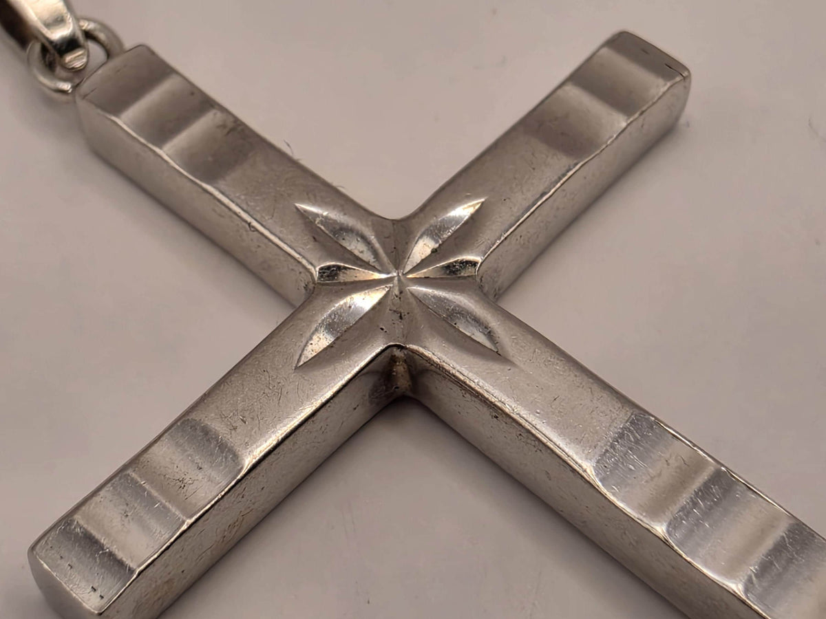 Sterling Silver Slim Latin Cross Pendant | Polished Minimalist Design