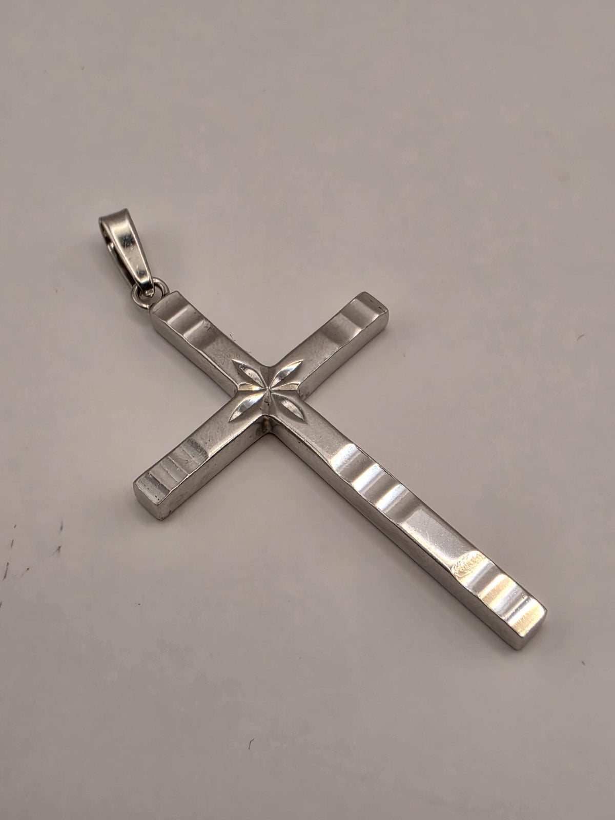 Sterling Silver Slim Latin Cross Pendant | Polished Minimalist Design