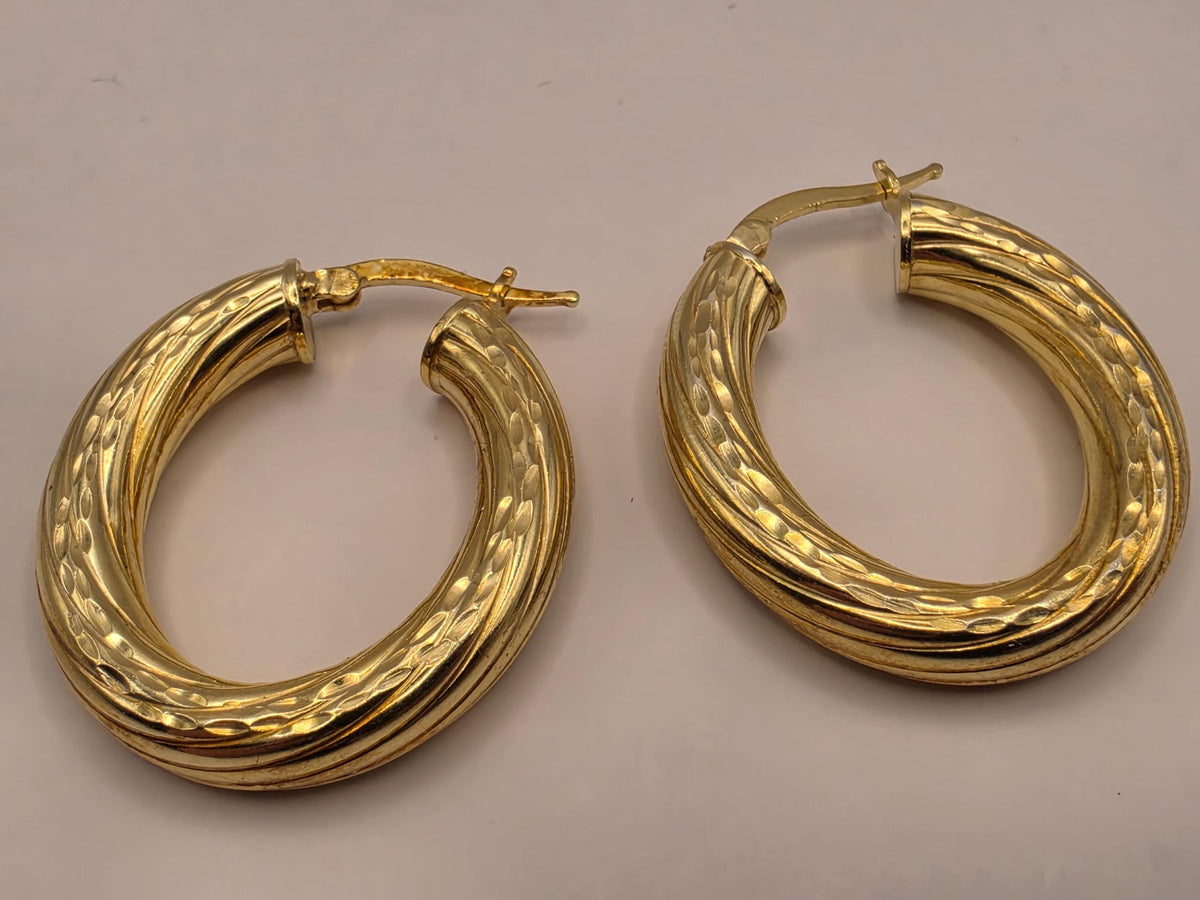 Gold Plated Sterling Silver Triple Row Hoop Earrings | Interwoven Statement Hoops