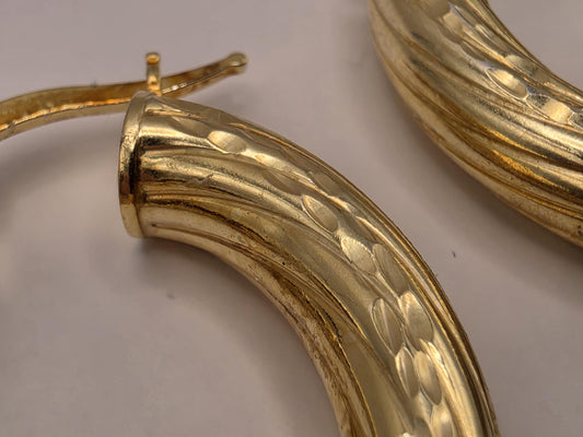 Gold Plated Sterling Silver Triple Row Hoop Earrings | Interwoven Statement Hoops
