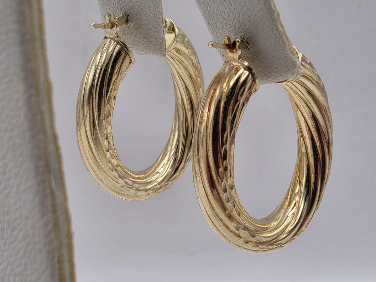 Gold Plated Sterling Silver Triple Row Hoop Earrings | Interwoven Statement Hoops