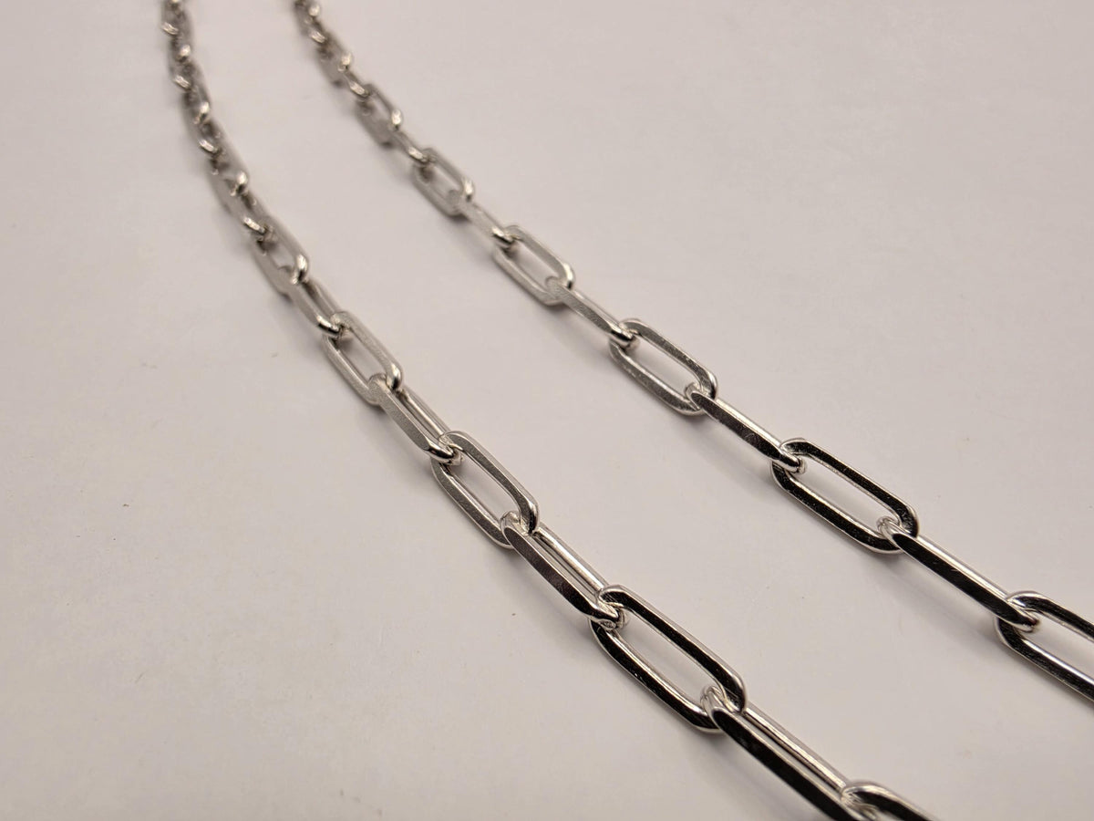 Sterling Silver Paperclip Chain Necklace, 22 Inch, 3.75mm Elongated Links