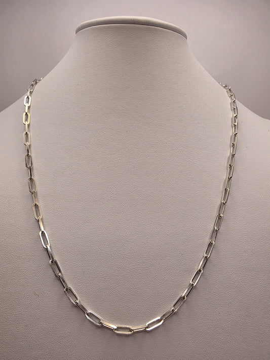 Sterling Silver Paperclip Chain Necklace, 22 Inch, 3.75mm Elongated Links
