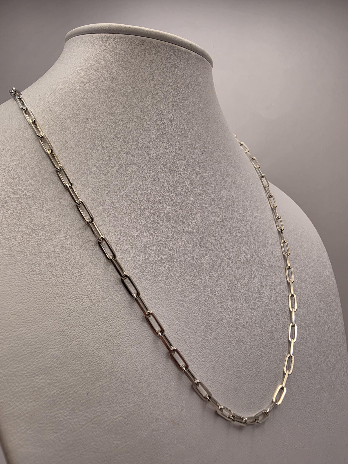 Sterling Silver Paperclip Chain Necklace, 22 Inch, 3.75mm Elongated Links