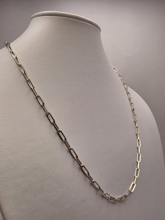 Sterling Silver Paperclip Chain Necklace, 22 Inch, 3.75mm Elongated Links