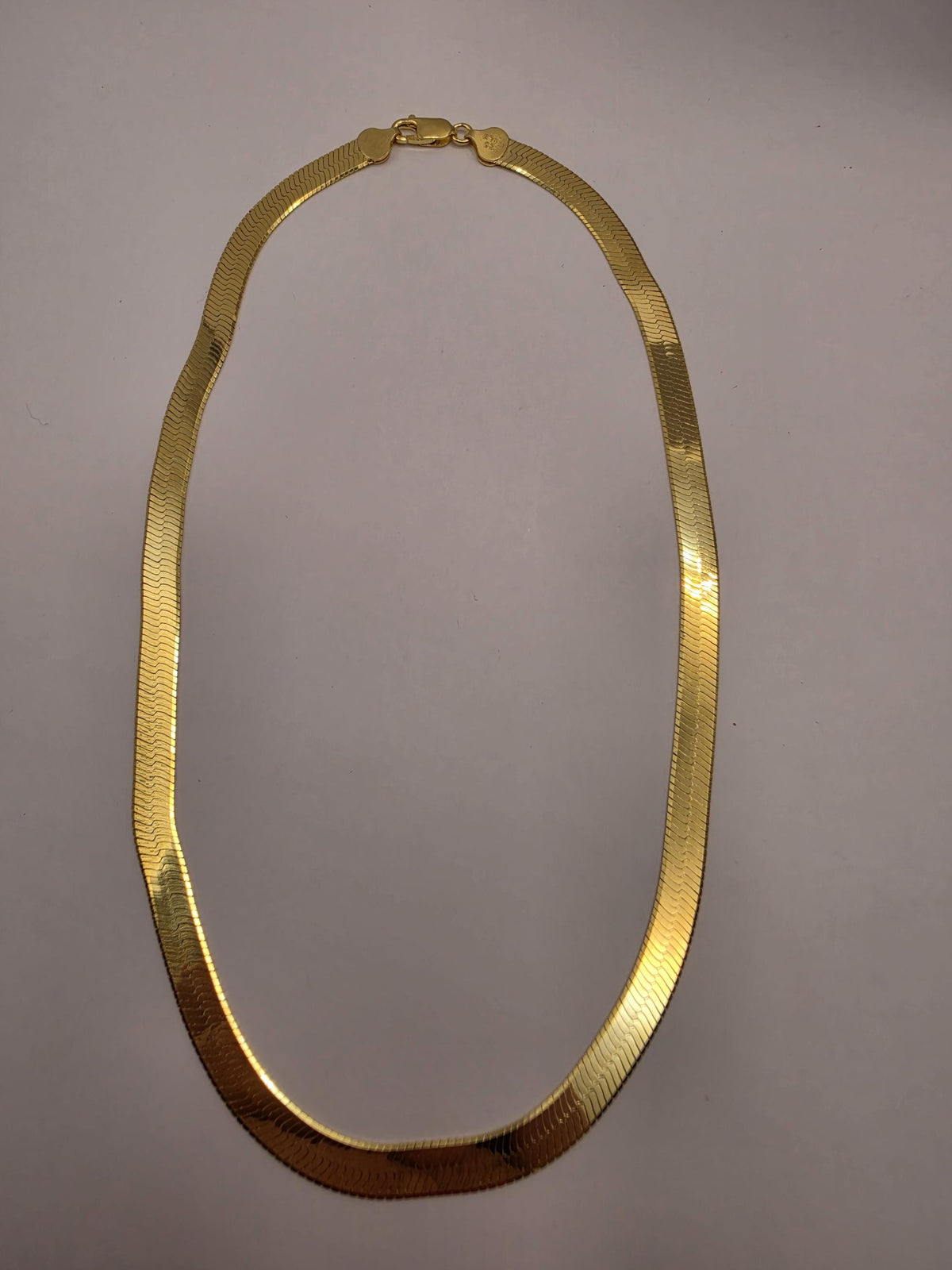 Gold Plated Sterling Silver Herringbone Necklace, 18 Inch, 6.7mm Wide