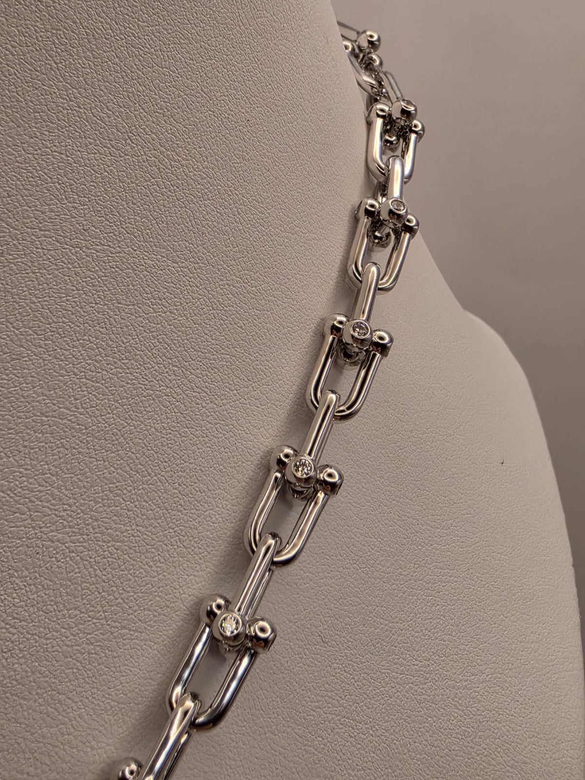 Sterling Silver CZ Ball Link Paperclip Necklace, 20 Inch, 6.5mm, 60.2g