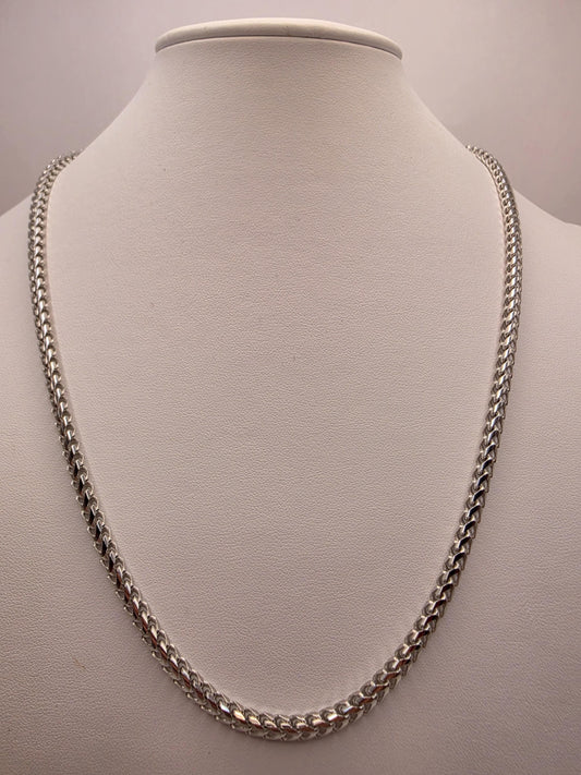 Sterling Silver Franco Chain Necklace, 22 Inch, 4mm, 38.4g