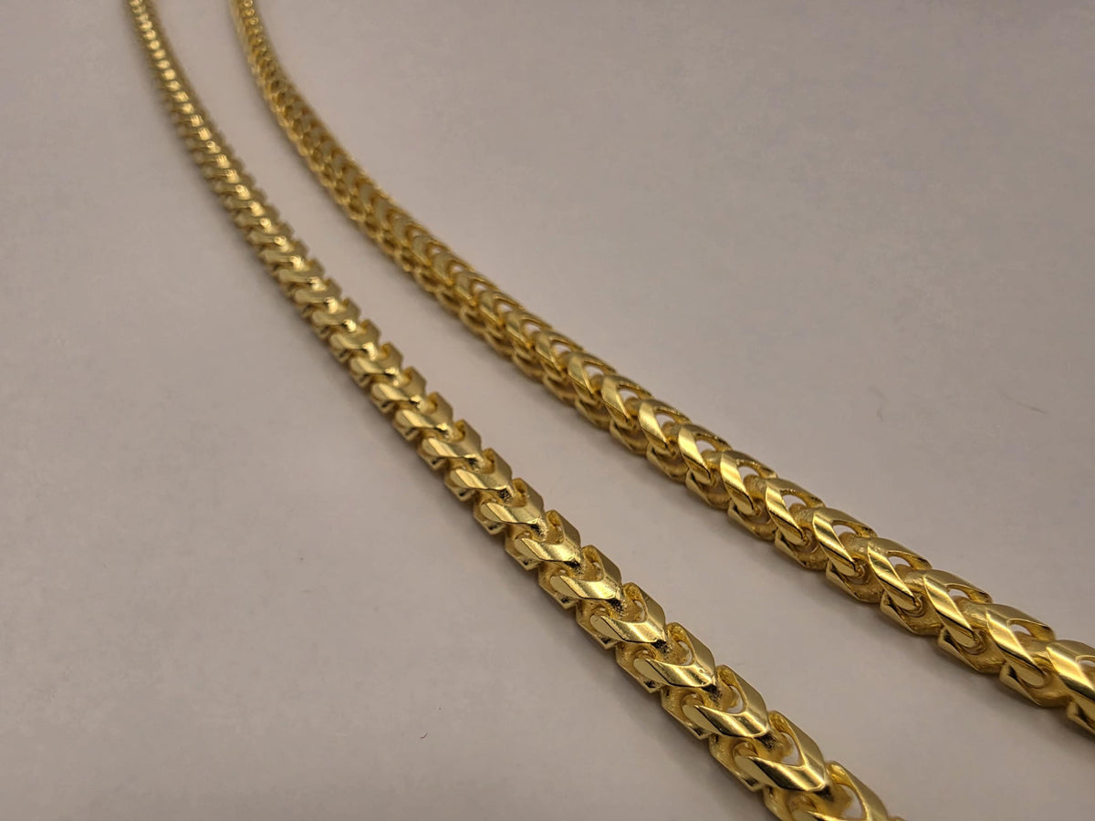 Gold Plated Sterling Silver Franco Necklace, 22 Inch, 4mm, 37.9g