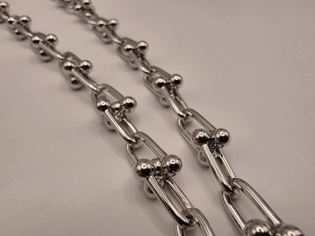 Heavy Sterling Silver Barbell Link Necklace | 20 Inch Statement Chain, 74.5g