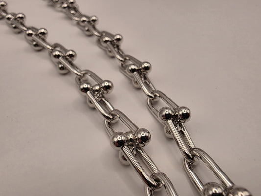 Heavy Sterling Silver Barbell Link Necklace | 20 Inch Statement Chain, 74.5g