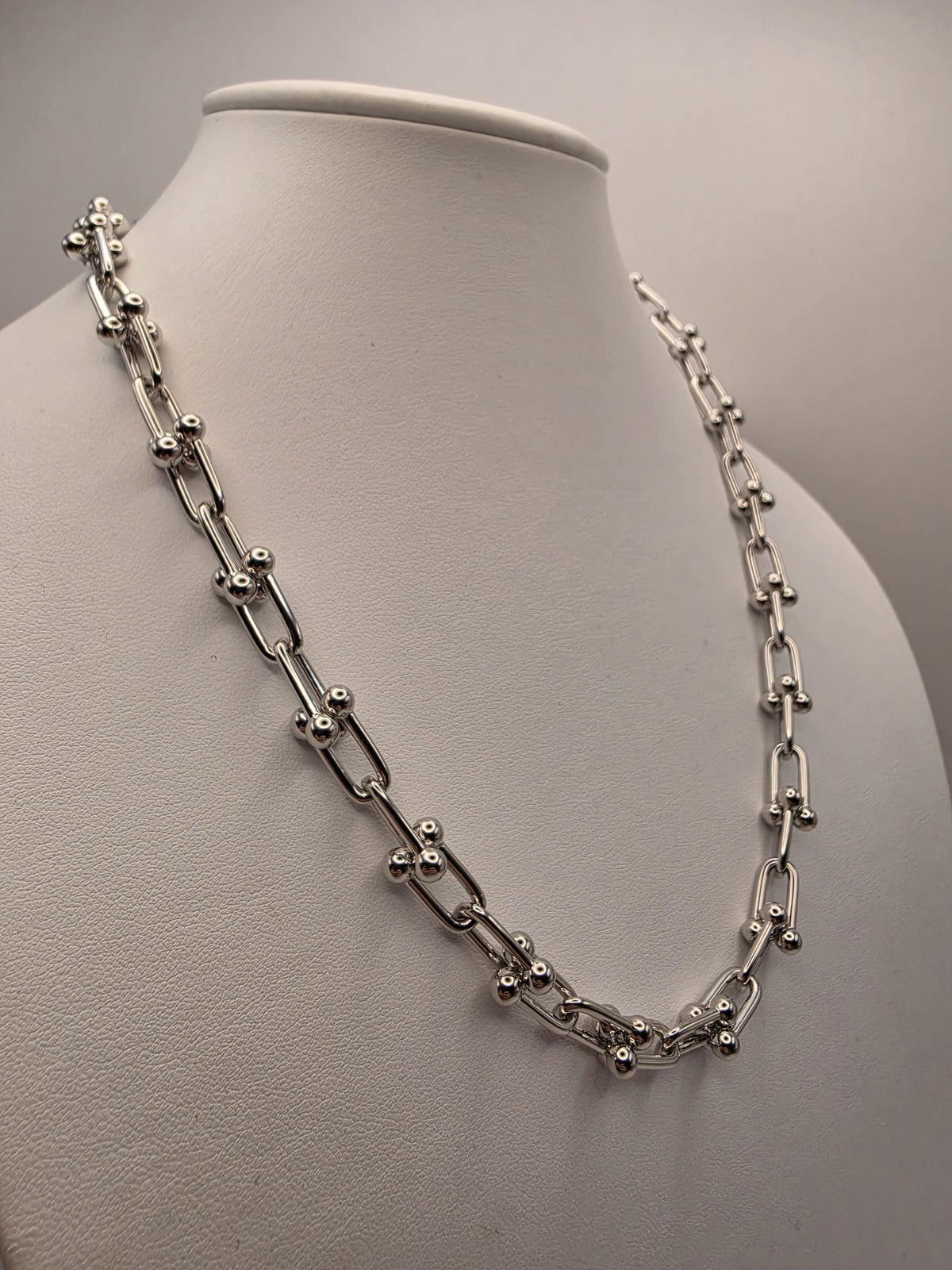 Heavy Sterling Silver Barbell Link Necklace | 20 Inch Statement Chain, 74.5g