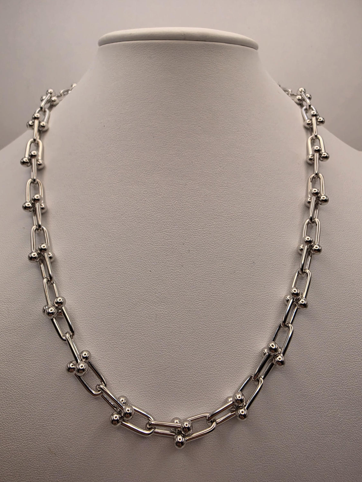 Heavy Sterling Silver Barbell Link Necklace | 20 Inch Statement Chain, 74.5g