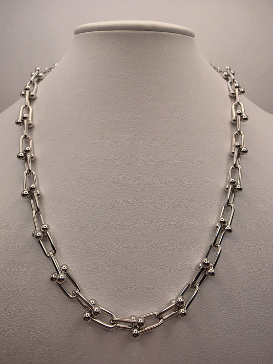 Heavy Sterling Silver Barbell Link Necklace | 20 Inch Statement Chain, 74.5g