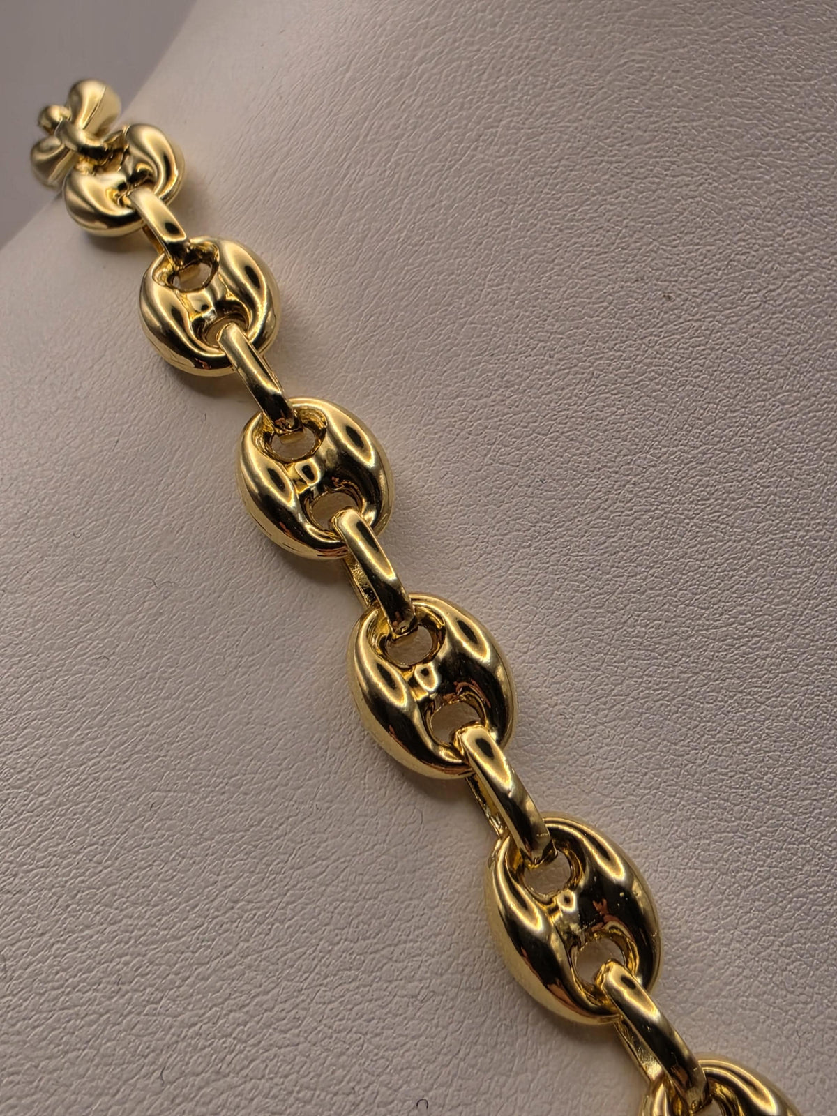 Gold Plated Sterling Silver Puff Mariner Necklace | 22 Inch Coffee Bean Chain