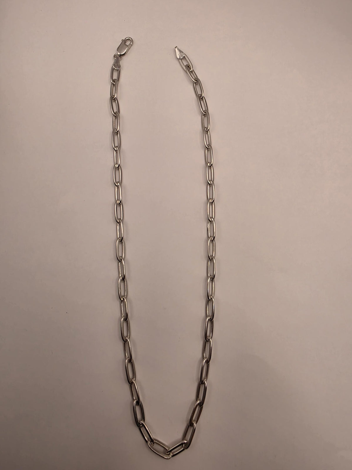 Sterling Silver Elongated Paperclip Necklace | 18 Inch 6mm Link Chain