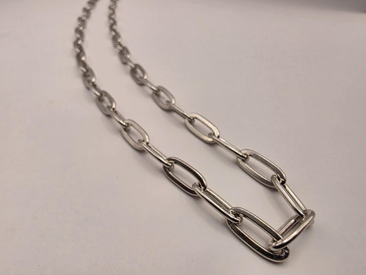 Sterling Silver Elongated Paperclip Necklace | 18 Inch 6mm Link Chain