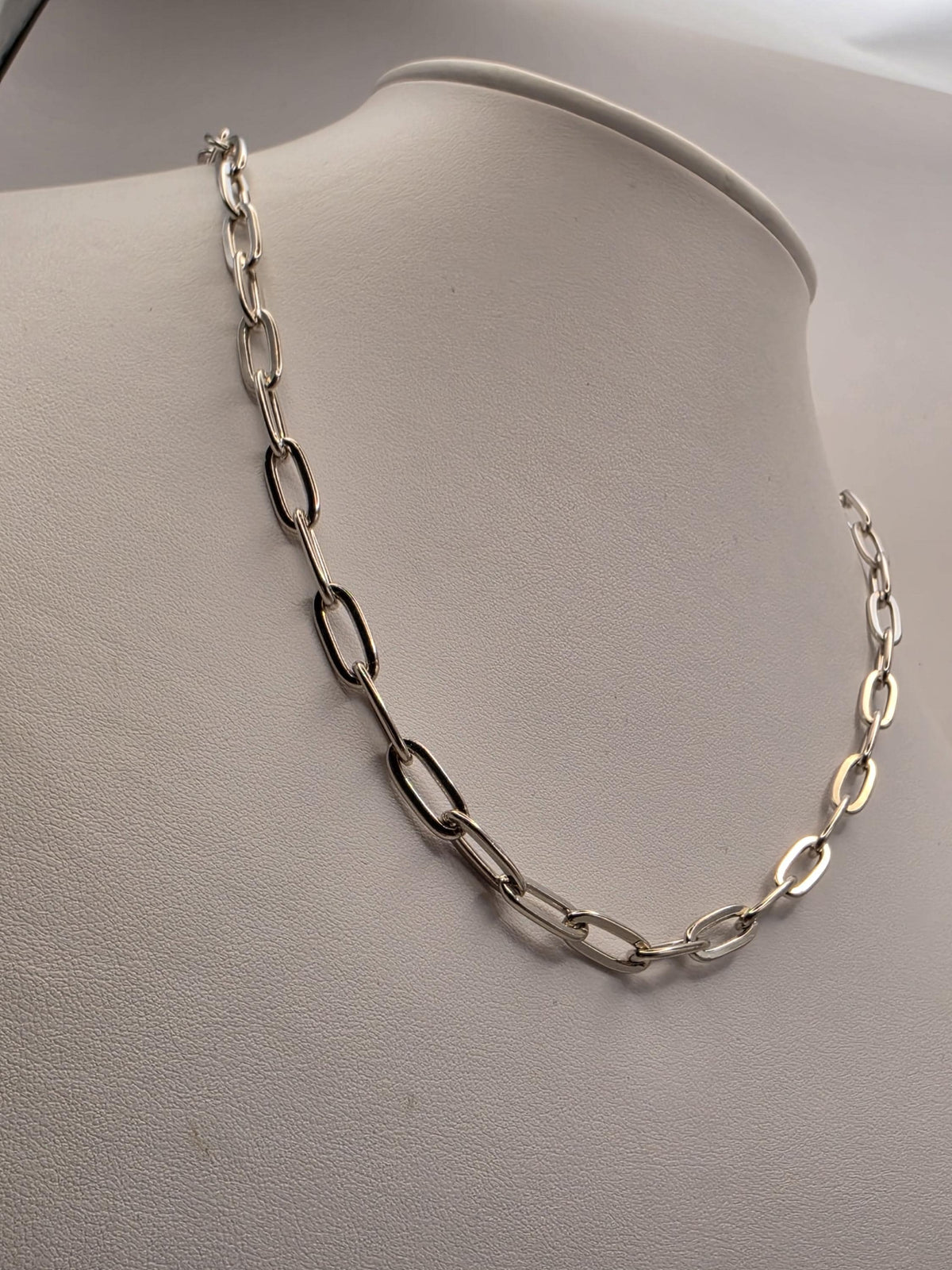 Sterling Silver Elongated Paperclip Necklace | 18 Inch 6mm Link Chain