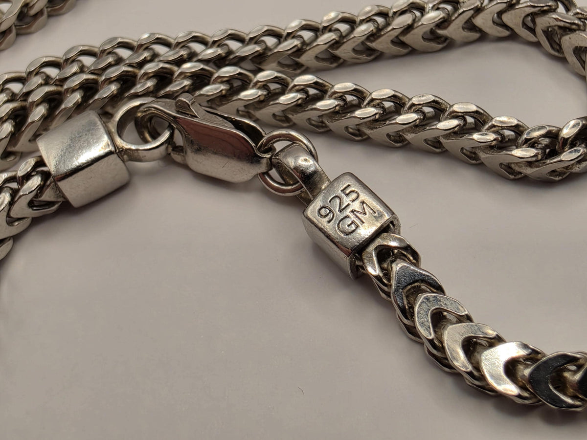 Sterling Silver Franco Chain Necklace | 20 Inch Chevron Woven Link, 9.9g
