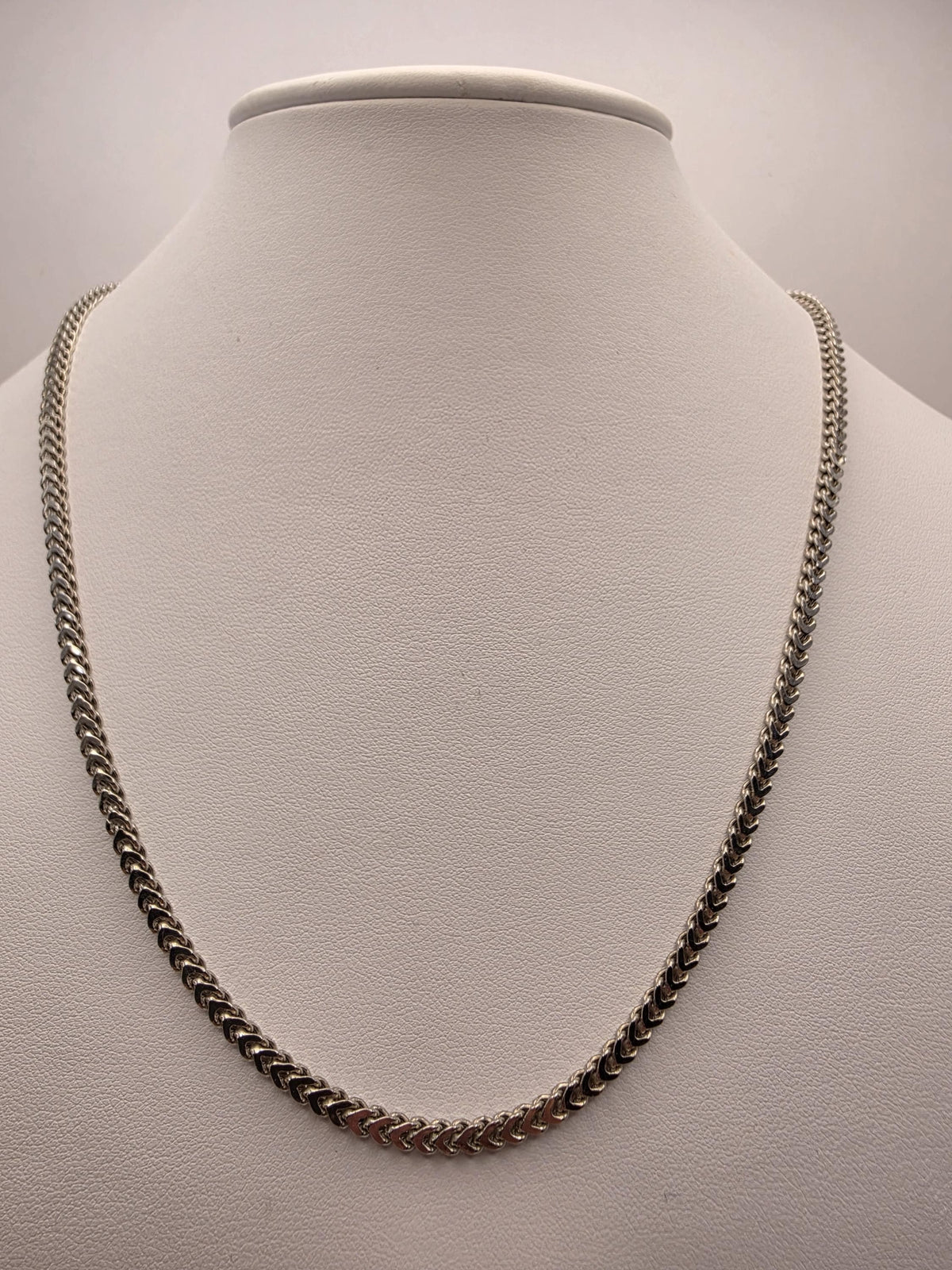 Sterling Silver Franco Chain Necklace | 20 Inch Chevron Woven Link, 9.9g