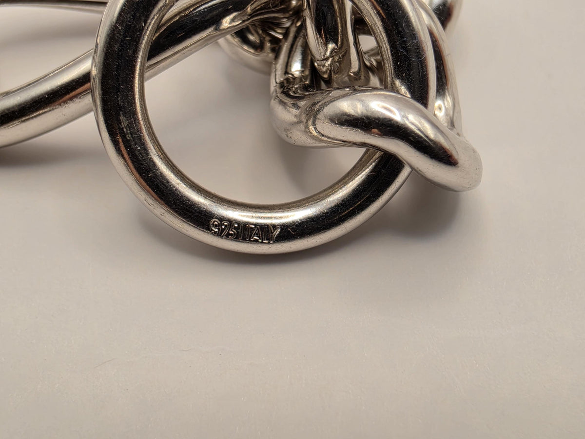 Sterling Silver Toggle Necklace | 18 Inch Alternating Figaro Statement Chain