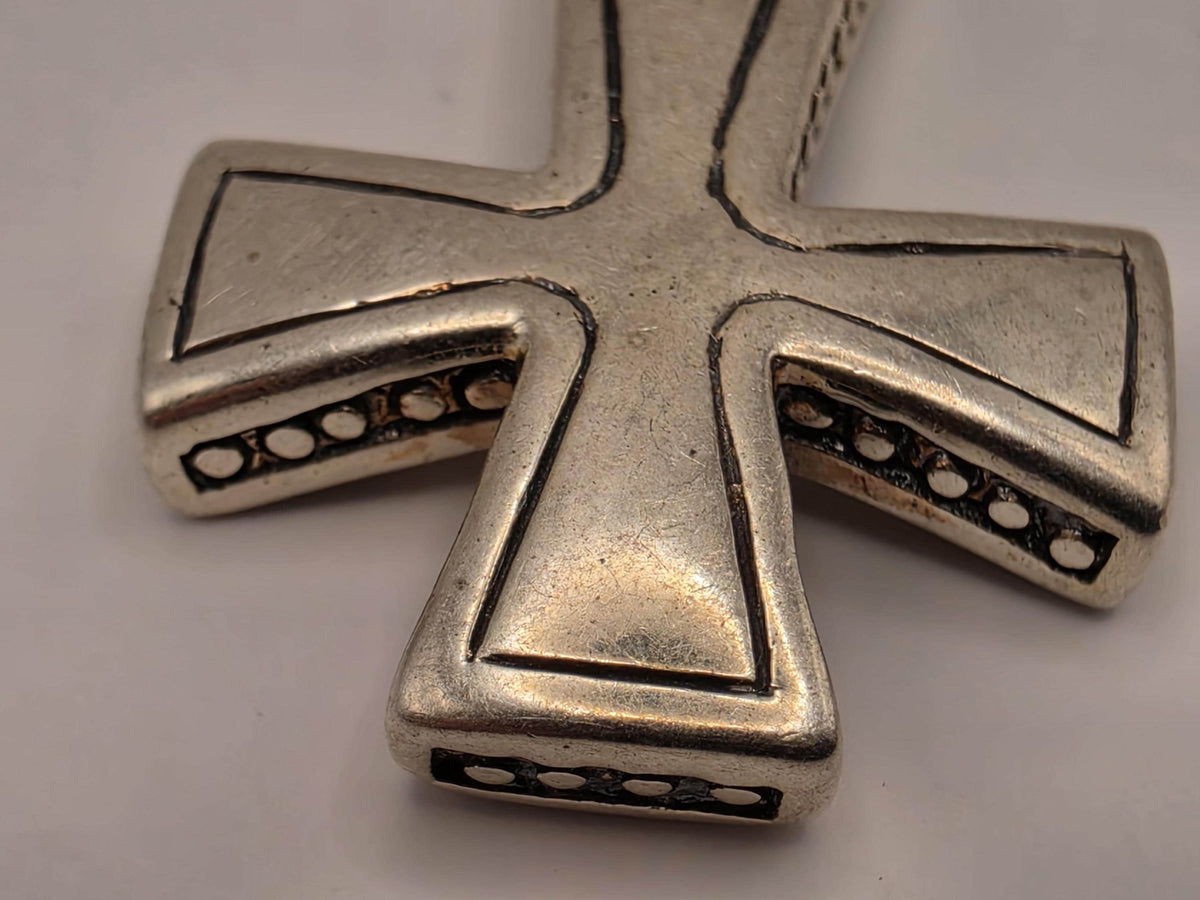 Sterling Silver Polished Latin Cross Pendant | Beveled Plain Design