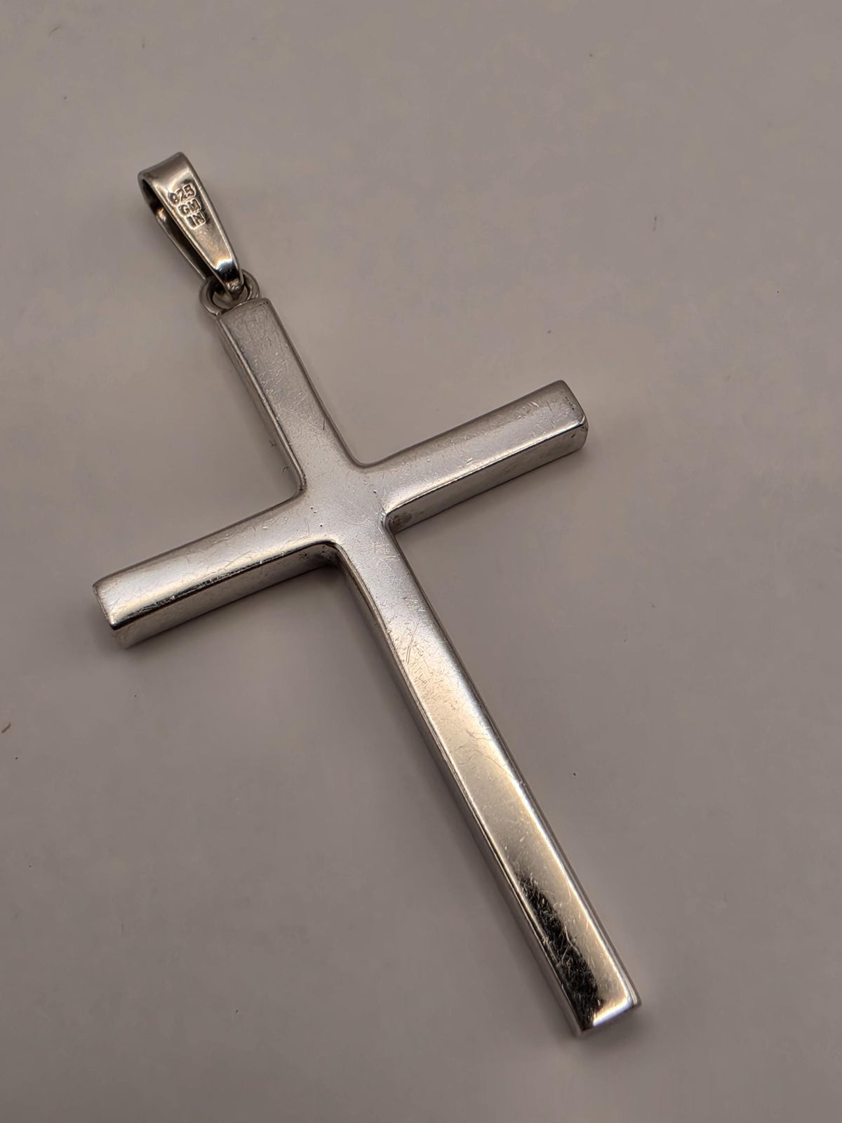 Sterling Silver Slim Latin Cross Pendant | Polished Minimalist Design