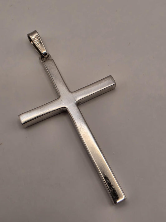 Sterling Silver Slim Latin Cross Pendant | Polished Minimalist Design