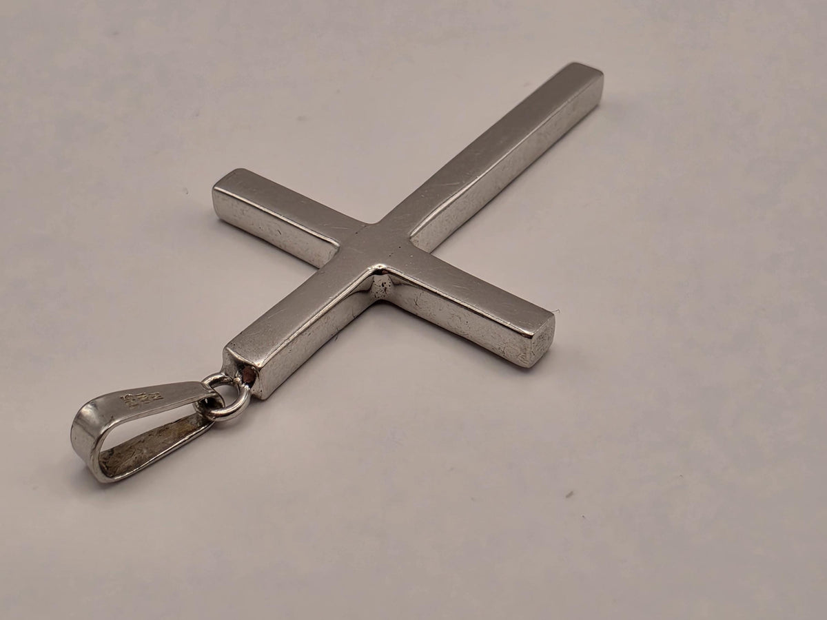 Sterling Silver Slim Latin Cross Pendant | Polished Minimalist Design