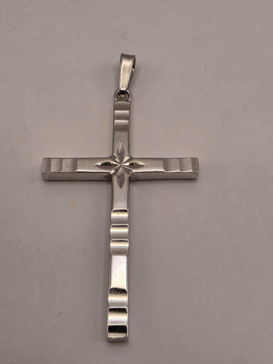Sterling Silver Slim Latin Cross Pendant | Polished Minimalist Design