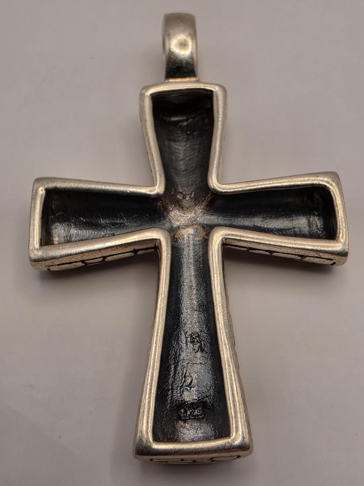 Sterling Silver Textured Cross Pendant | Reptile Scale Statement Design