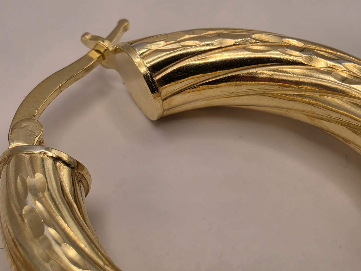 Gold Plated Sterling Silver Triple Row Hoop Earrings | Interwoven Statement Hoops
