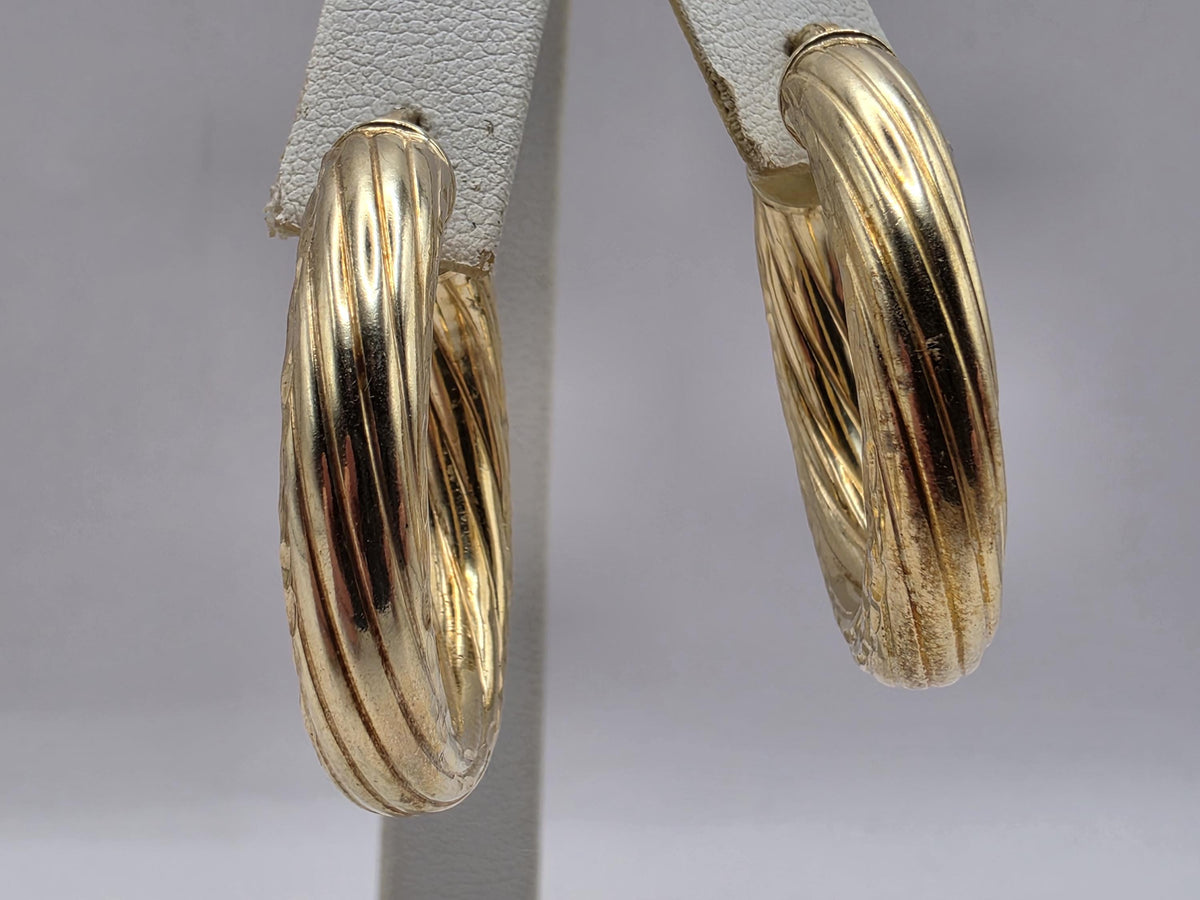 Gold Plated Sterling Silver Triple Row Hoop Earrings | Interwoven Statement Hoops