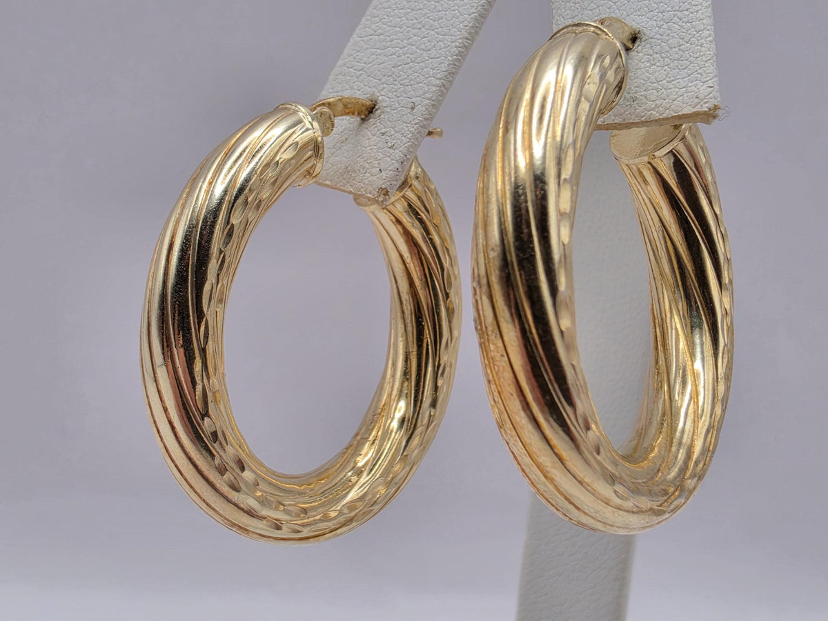 Gold Plated Sterling Silver Triple Row Hoop Earrings | Interwoven Statement Hoops