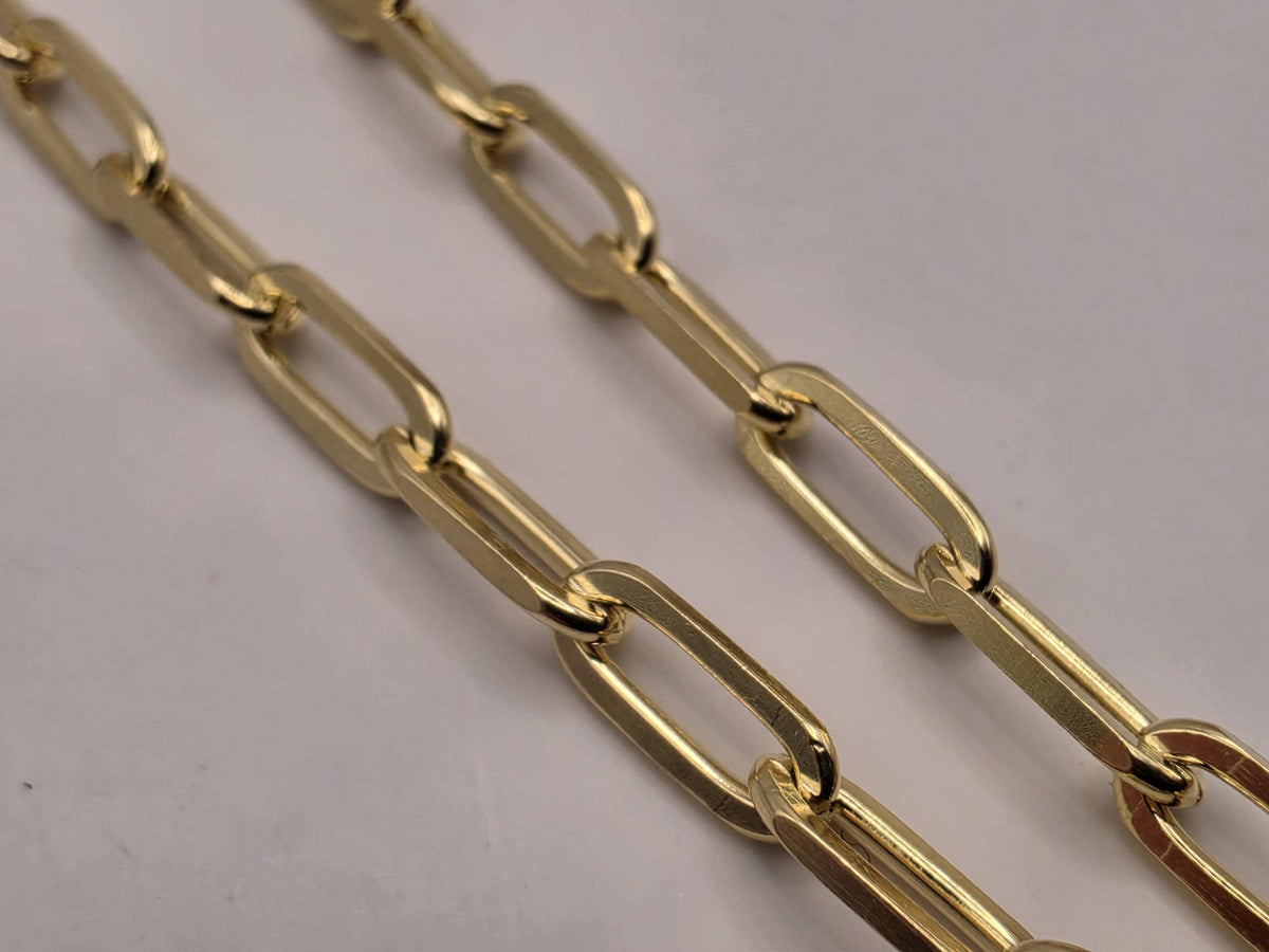 Gold Plated Sterling Silver Paperclip Chain Necklace 20 Inch 4mm 9.9g Minimalist Link Jewelry | Clamdiggers Forge