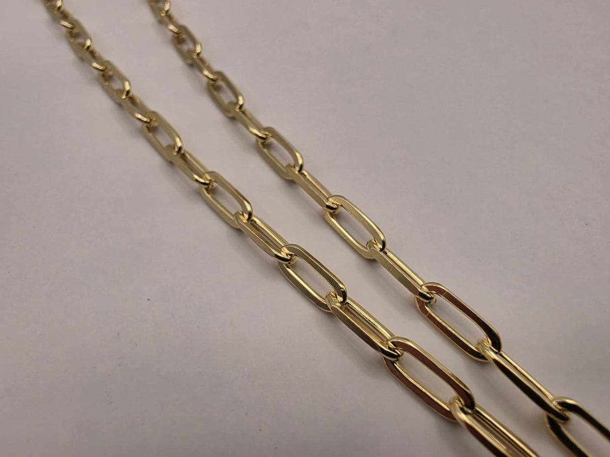 Gold Plated Sterling Silver Paperclip Chain Necklace 20 Inch 4mm 9.9g Minimalist Link Jewelry | Clamdiggers Forge