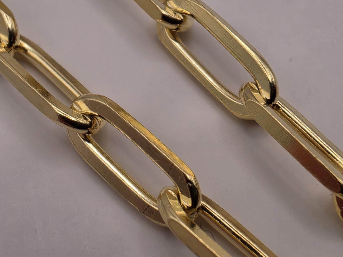 Gold Plated Sterling Silver Paperclip Chain Necklace 20 Inch 4mm 9.9g Minimalist Link Jewelry | Clamdiggers Forge