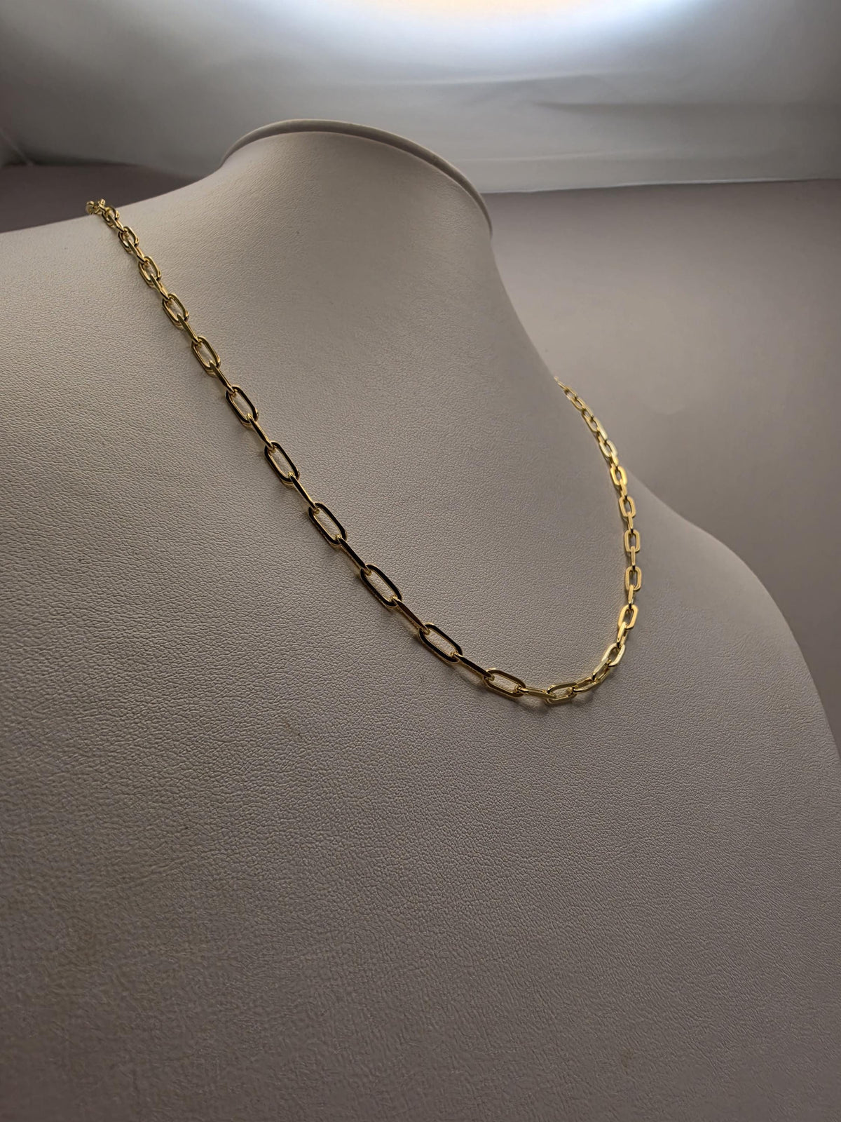 Gold Plated Sterling Silver Paperclip Chain Necklace 20 Inch 4mm 9.9g Minimalist Link Jewelry | Clamdiggers Forge