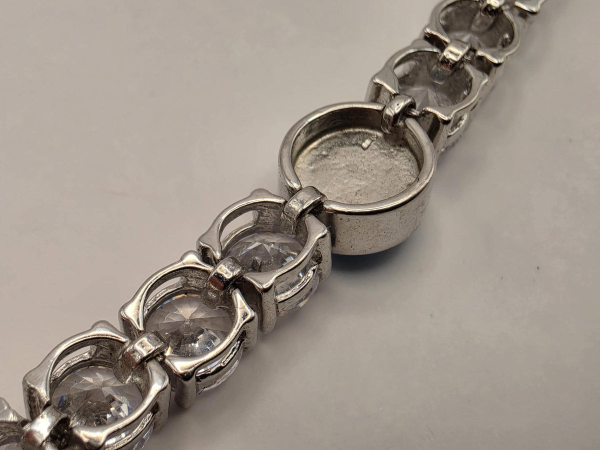 Sterling Silver Evil Eye Tennis Bracelet Clear CZ Blue Nazar 7.5 Inch 17.7g Statement Jewelry | Clamdiggers Forge