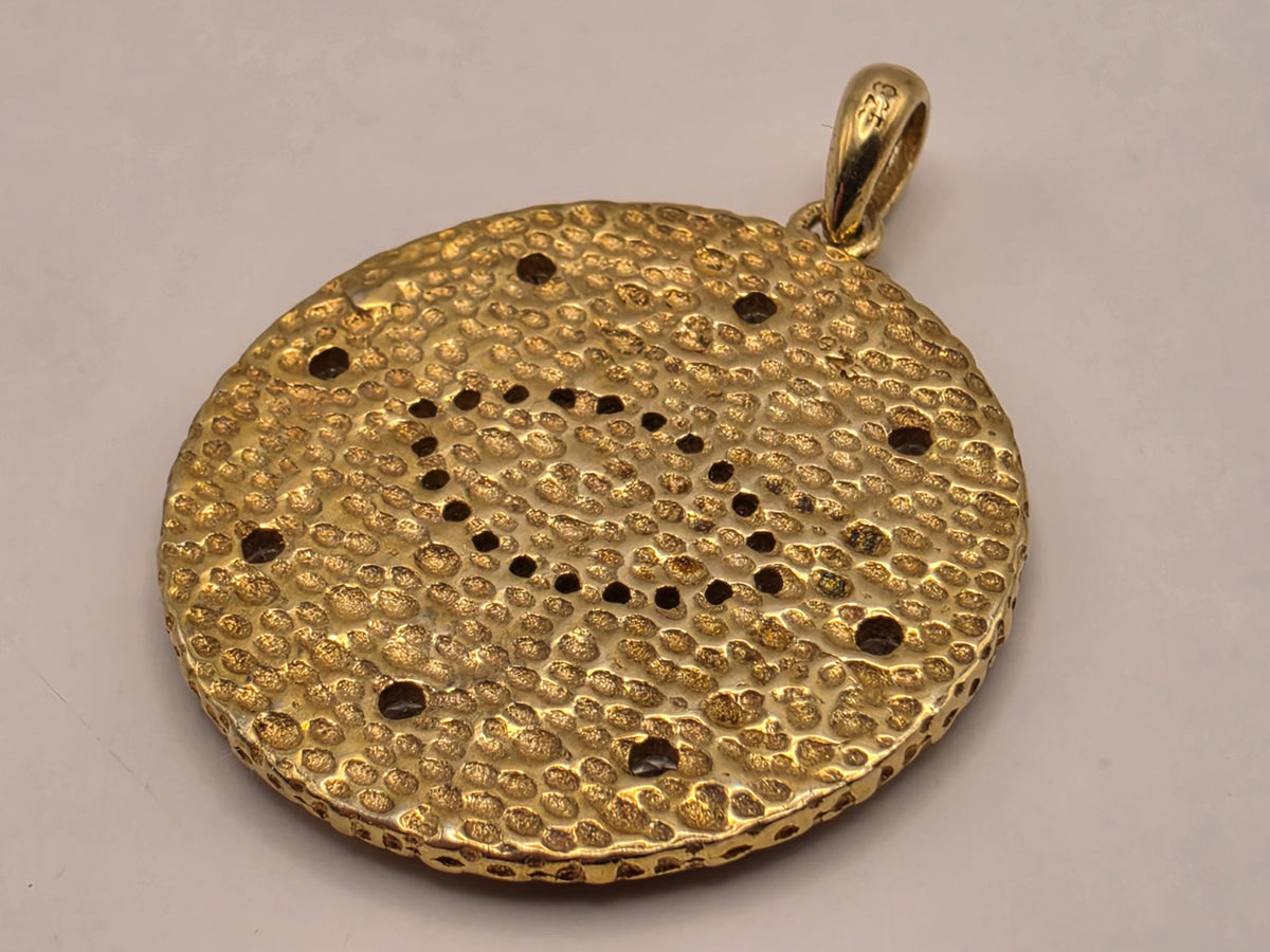 Gold Plated Sterling Silver Evil Eye Medallion Pendant Blue Enamel CZ Round Protection Charm | Clamdiggers Forge