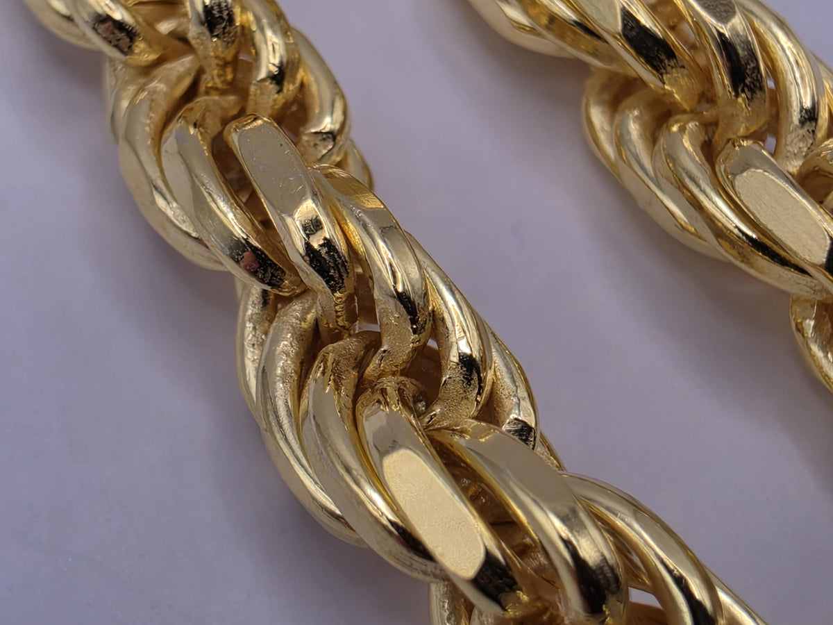 Heavy Gold Plated Sterling Silver Rope Chain Necklace 24 Inch 5mm 66g Statement Chain | Clamdiggers Forge