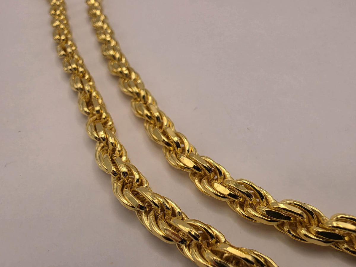 Heavy Gold Plated Sterling Silver Rope Chain Necklace 24 Inch 5mm 66g Statement Chain | Clamdiggers Forge